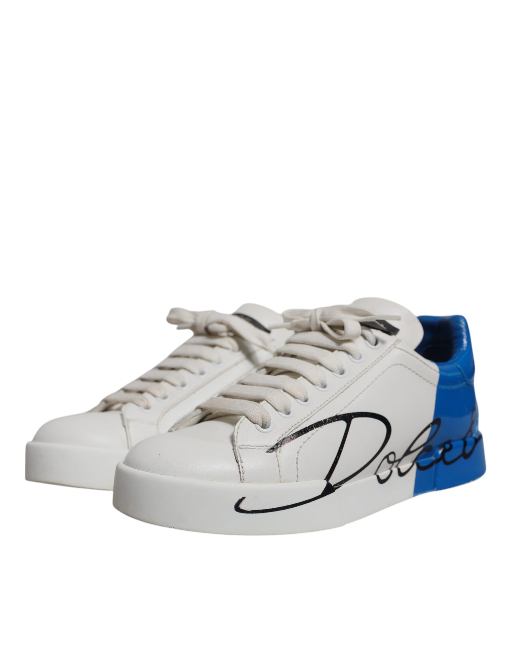 White Blue Logo Portofino Sneakers Shoes