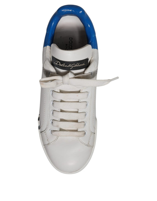 White Blue Logo Portofino Sneakers Shoes