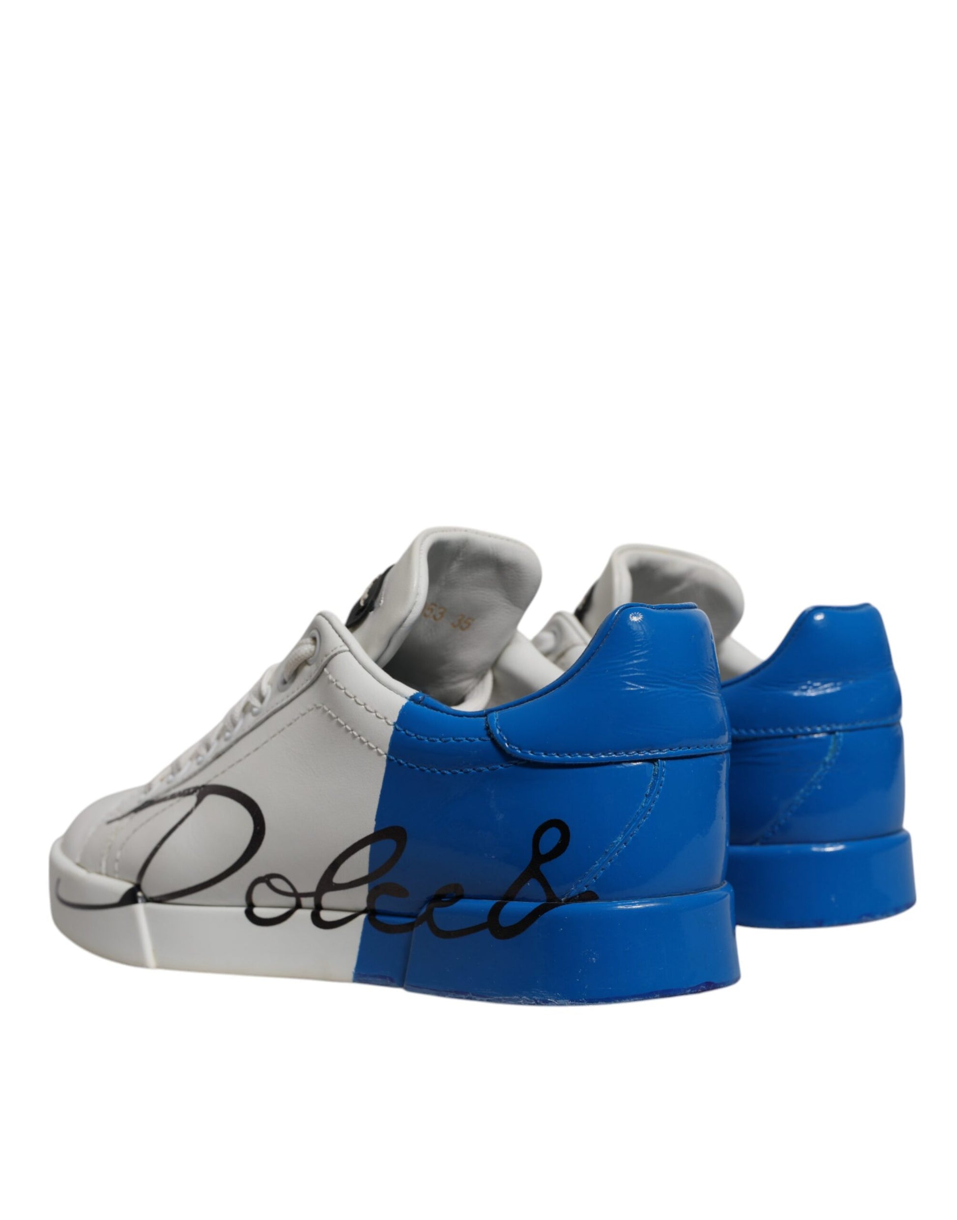 White Blue Logo Portofino Sneakers Shoes