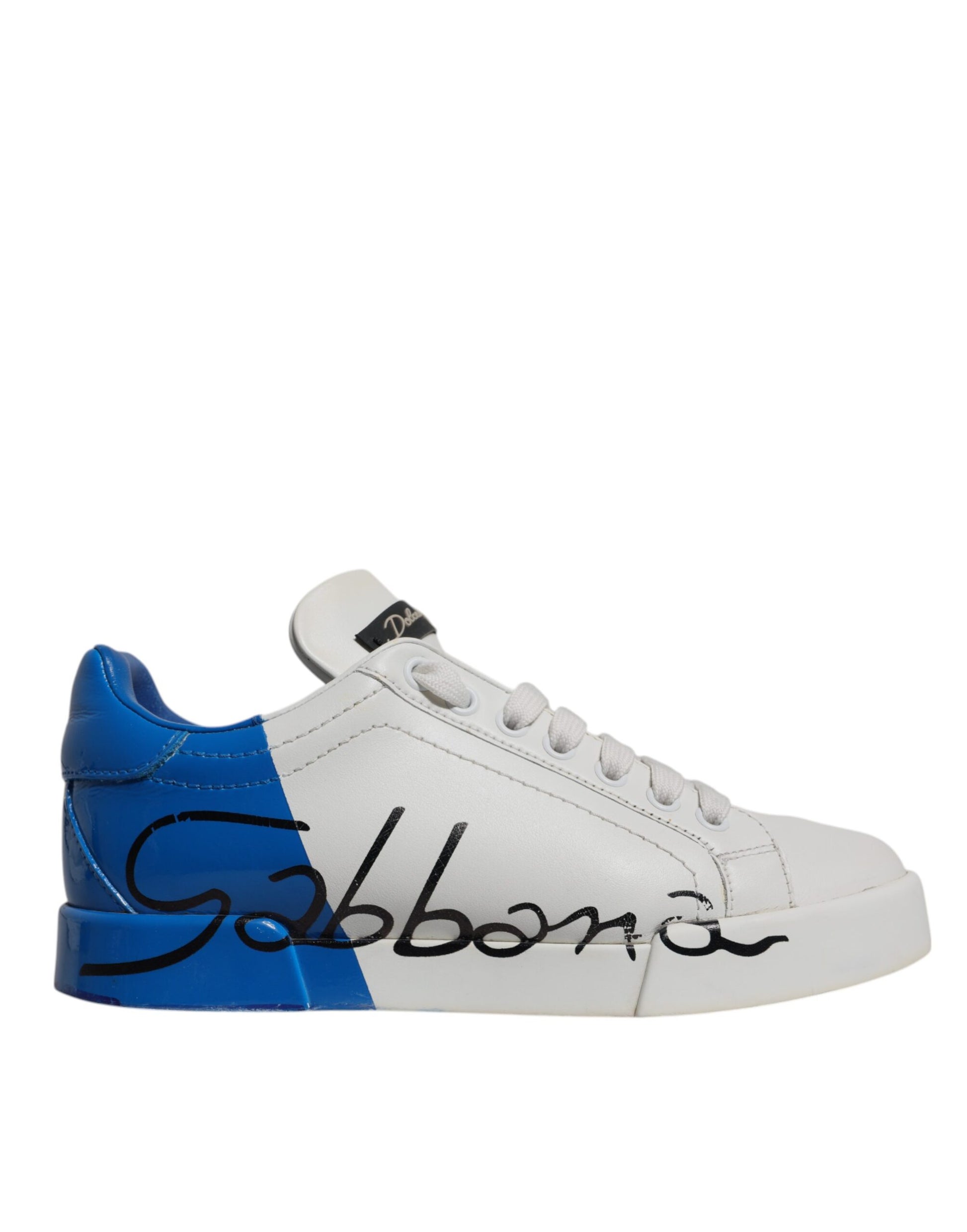 White Blue Logo Portofino Sneakers Shoes