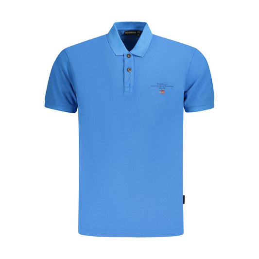 Blue Cotton Men Polo Shirt