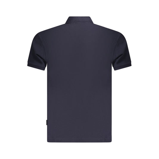 Blue Cotton Men Polo Shirt