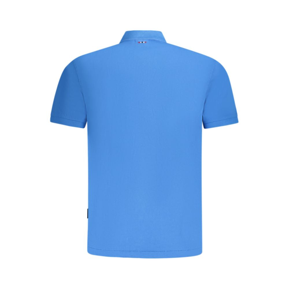 Blue Cotton Men Polo Shirt