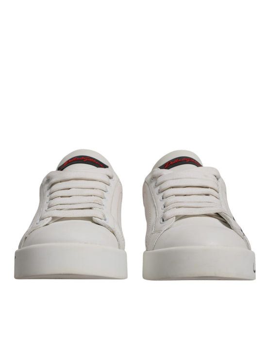 White Red Logo Portofino Sneakers Shoes