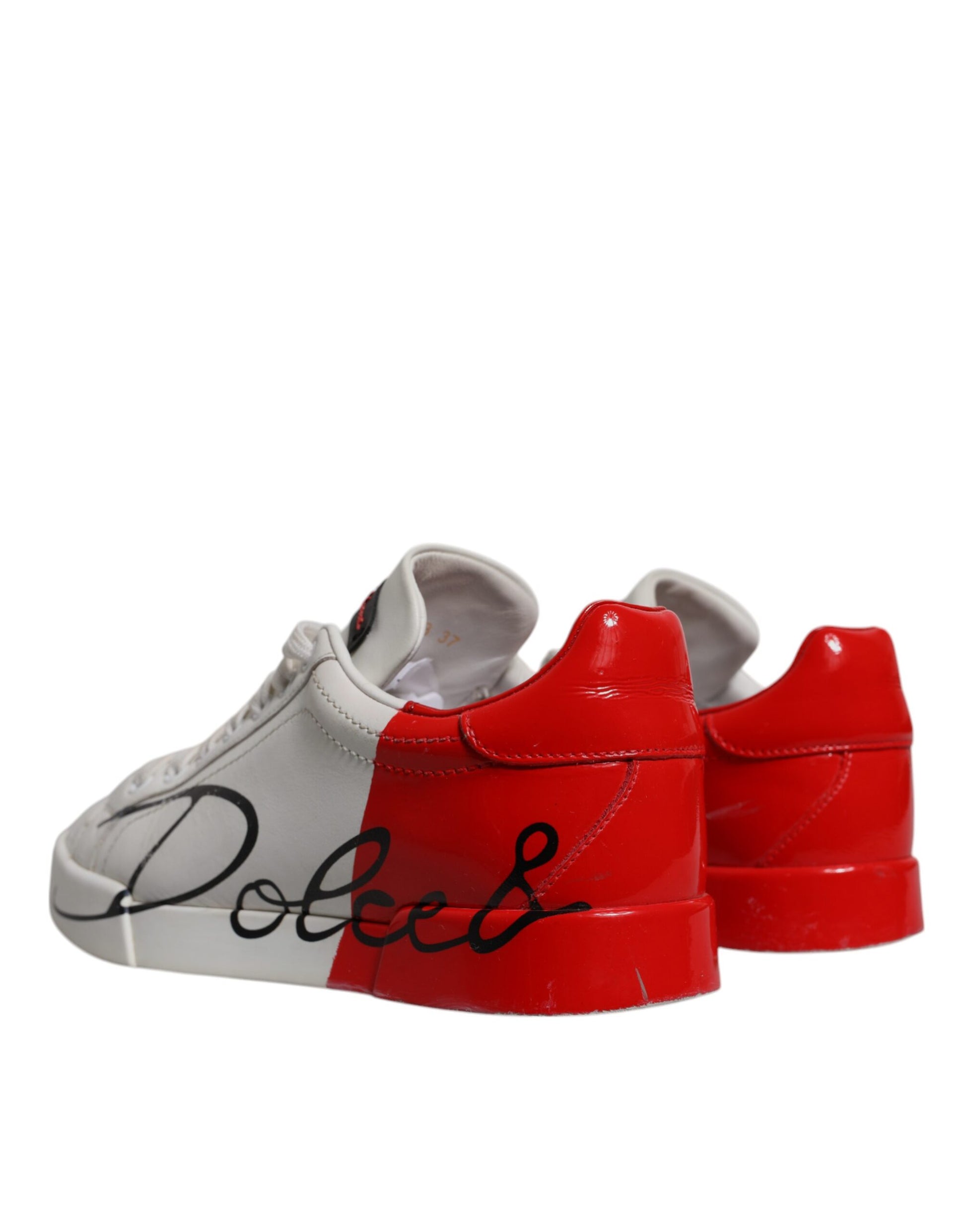 White Red Logo Portofino Sneakers Shoes