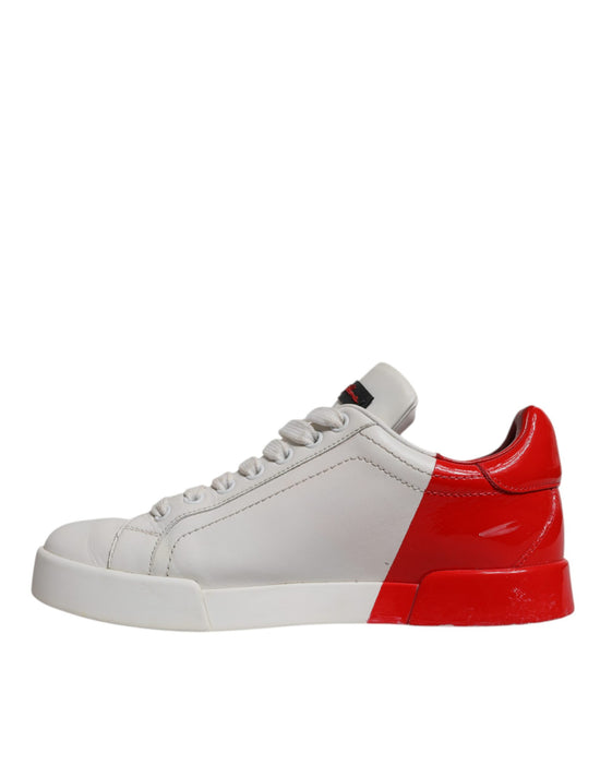 White Red Logo Portofino Sneakers Shoes