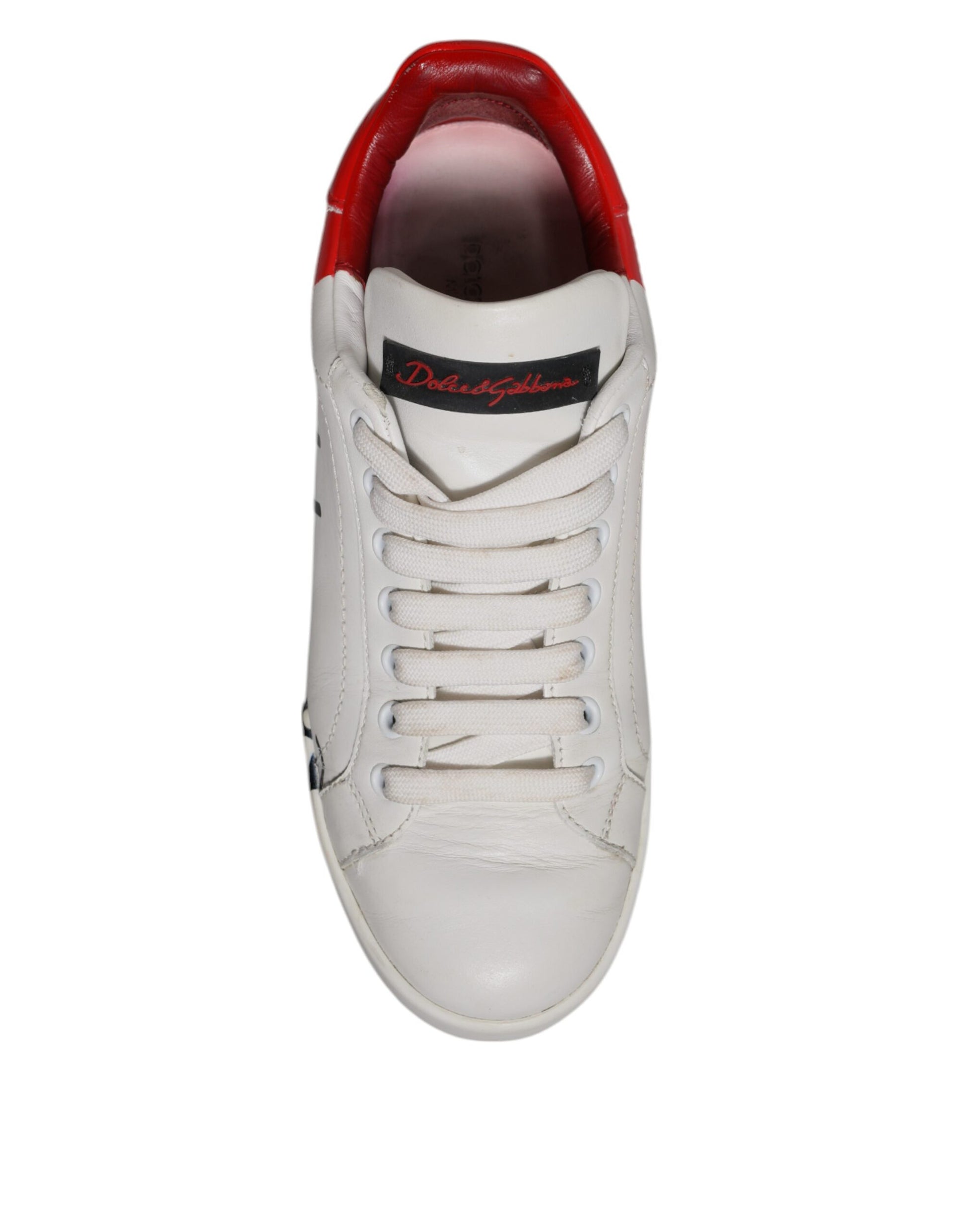 White Red Logo Portofino Sneakers Shoes