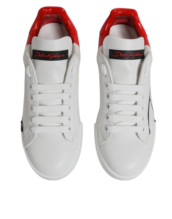 White Red Logo Portofino Sneakers Shoes