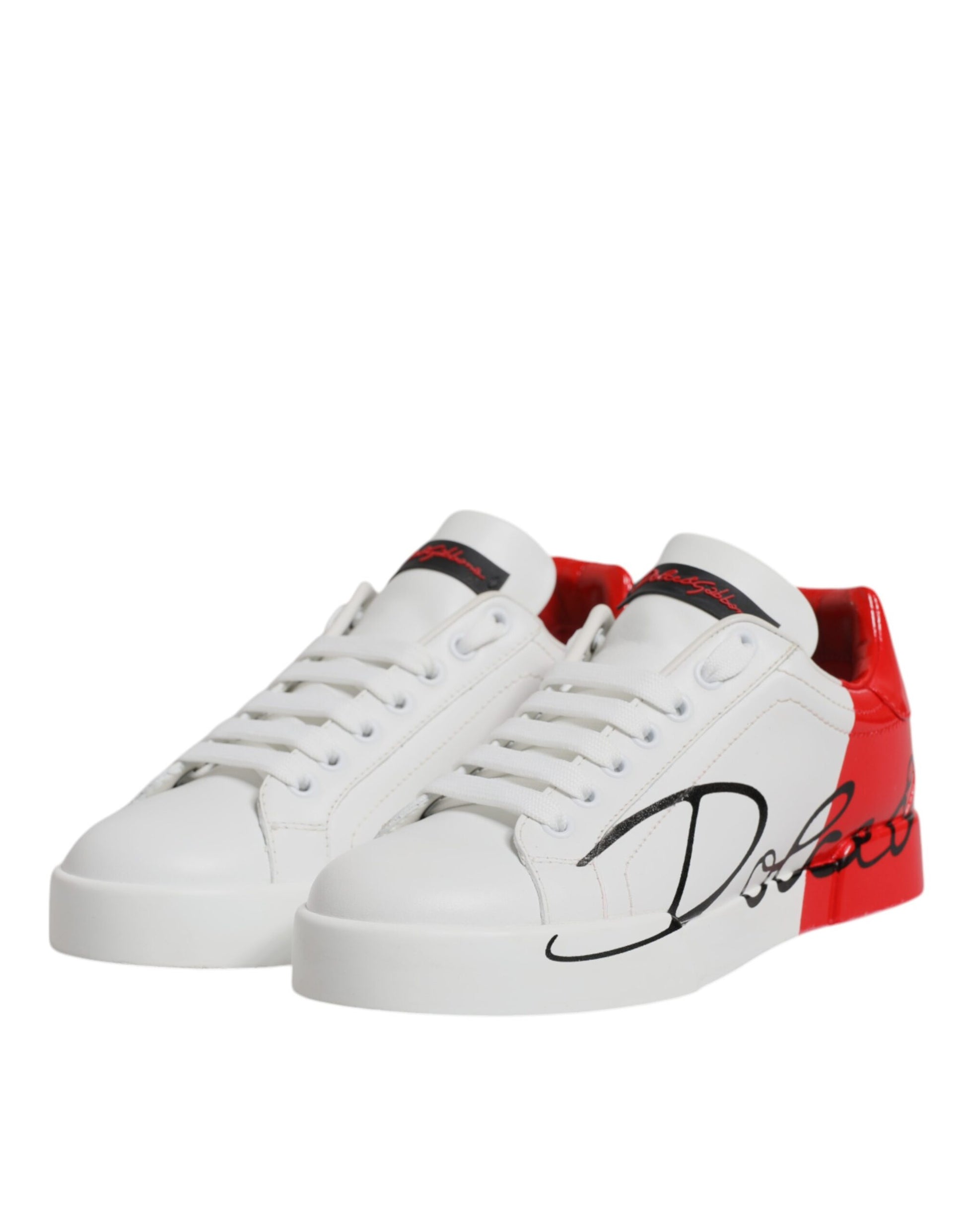 White Red Logo Portofino Sneakers Shoes