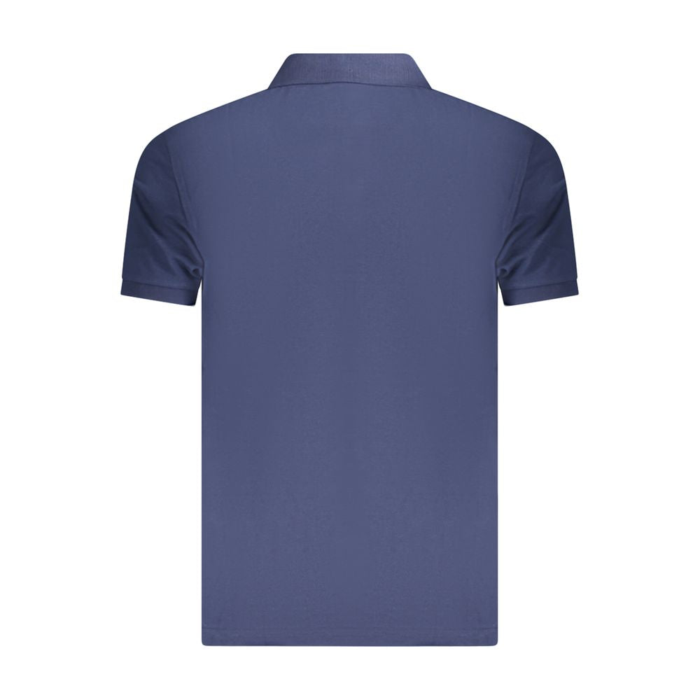 Blue Cotton Men Polo Shirt