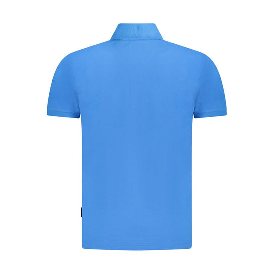 Blue Cotton Men Polo Shirt