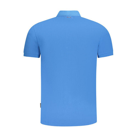 Blue Cotton Men Polo Shirt