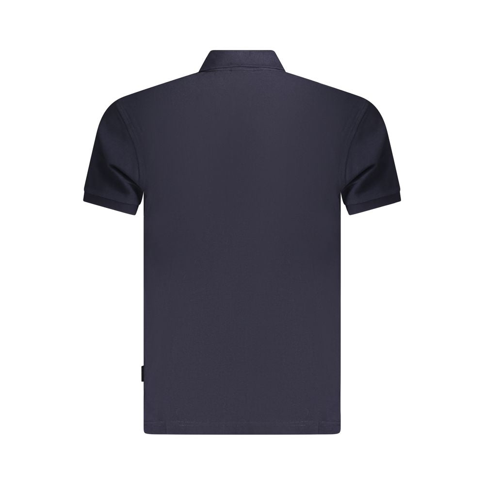 Blue Cotton Men Polo Shirt