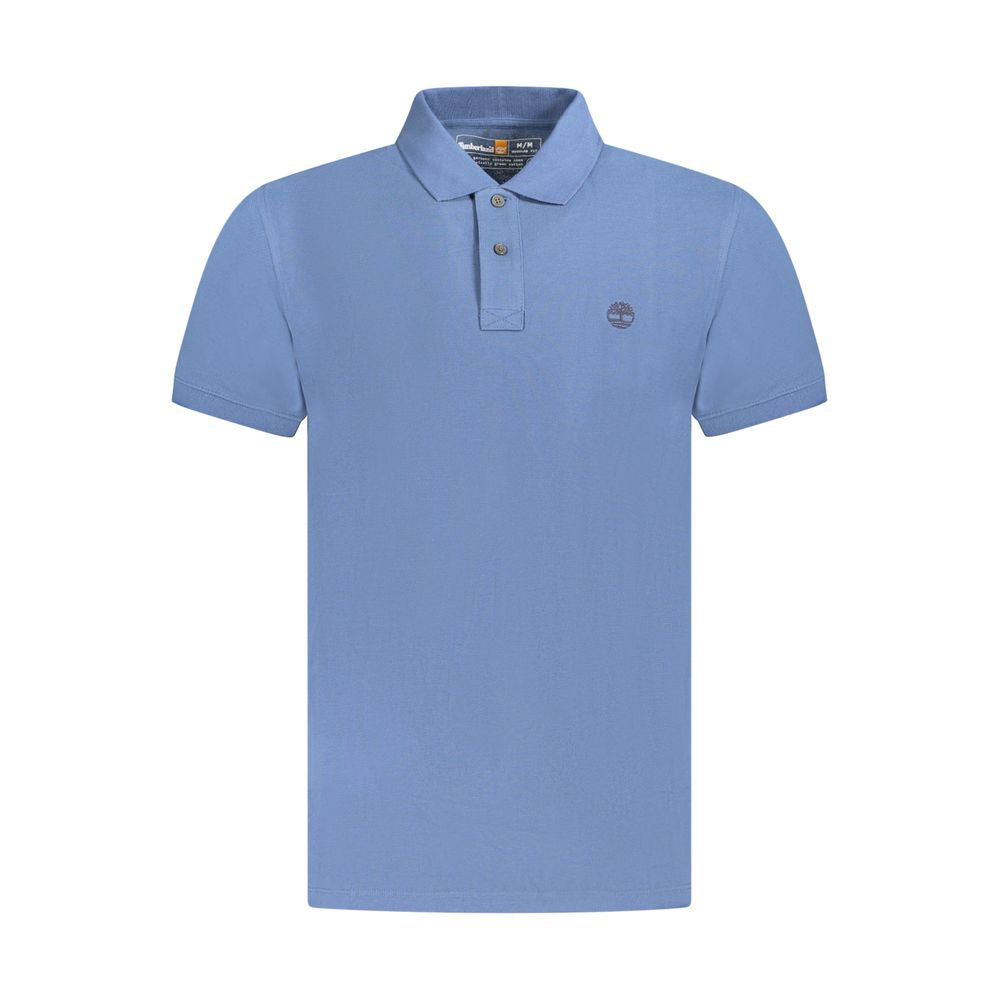 Blue Cotton Men Polo Shirt