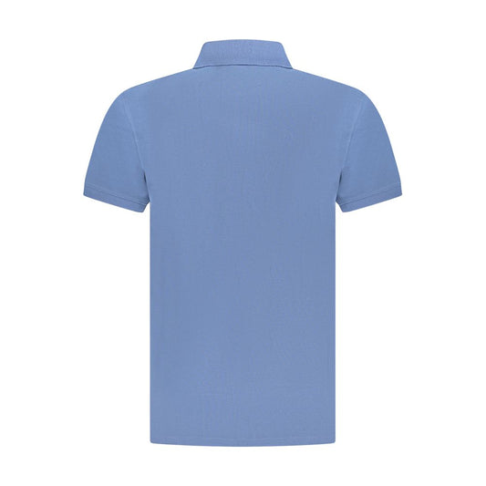 Blue Cotton Men Polo Shirt