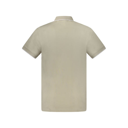 Beige Cotton Men Polo Shirt