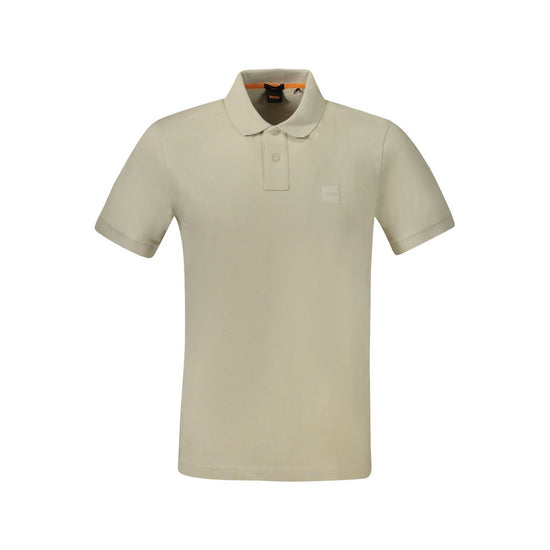 Beige Cotton Men Polo Shirt