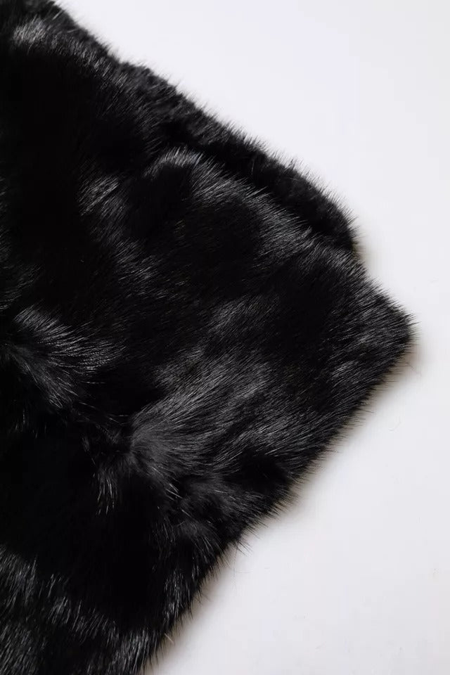 Black Fur Shawl Neck Wrap Cover Collar Scarf