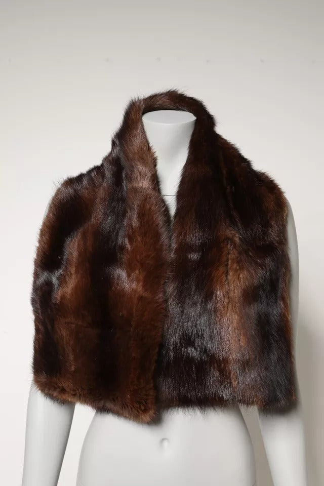 Black Brown Stripe Fur Shawl Wrap Scarf