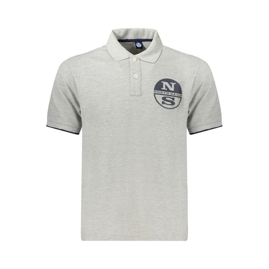 Gray Cotton Men Polo Shirt