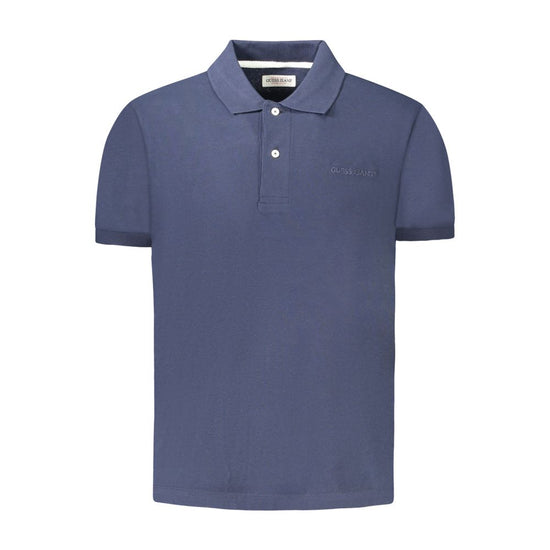 Blue Cotton Men Polo Shirt