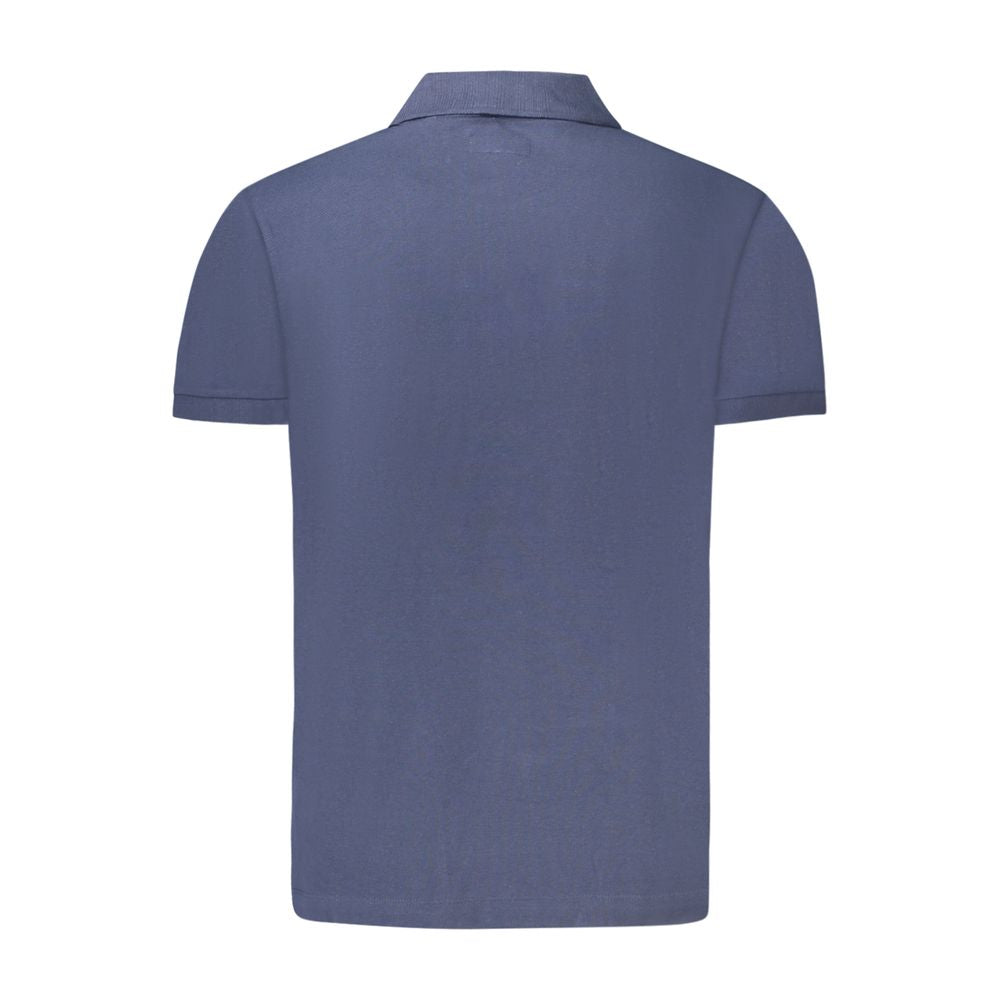 Blue Cotton Men Polo Shirt