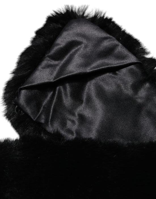 Black Lamb Fur Collar Women Neck Wrap Scarf