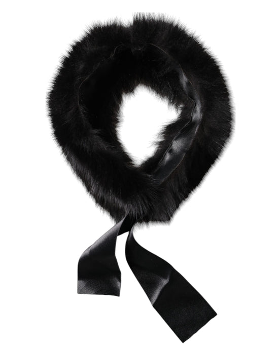 Black Fur Shoulder Collar Wrap Shawl Scarf