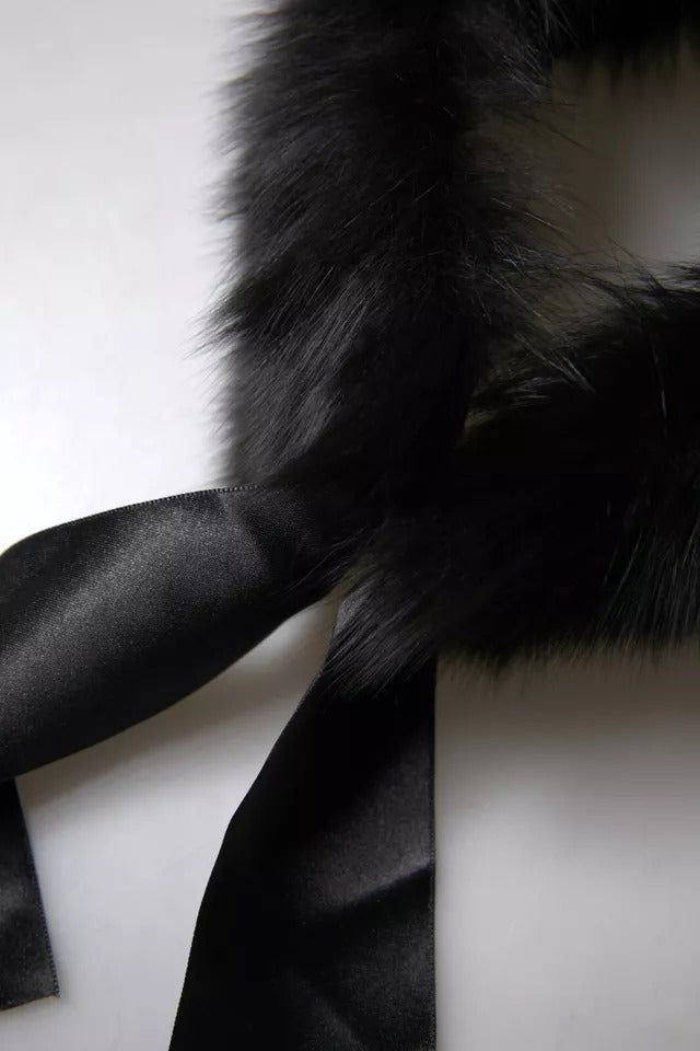 Black Fur Shoulder Collar Wrap Shawl Scarf