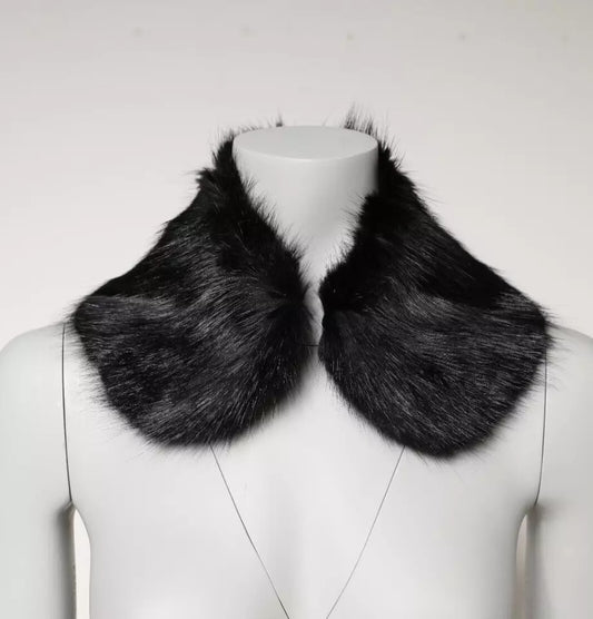 Black Fur Shawl Neck Wrap Cover Collar Scarf