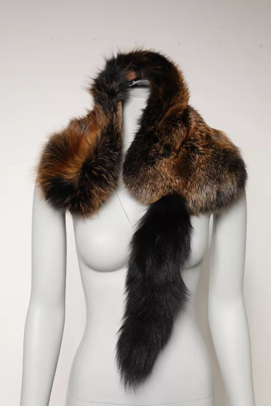 Brown Red Fox Fur Neck Warmer Winter Scarf