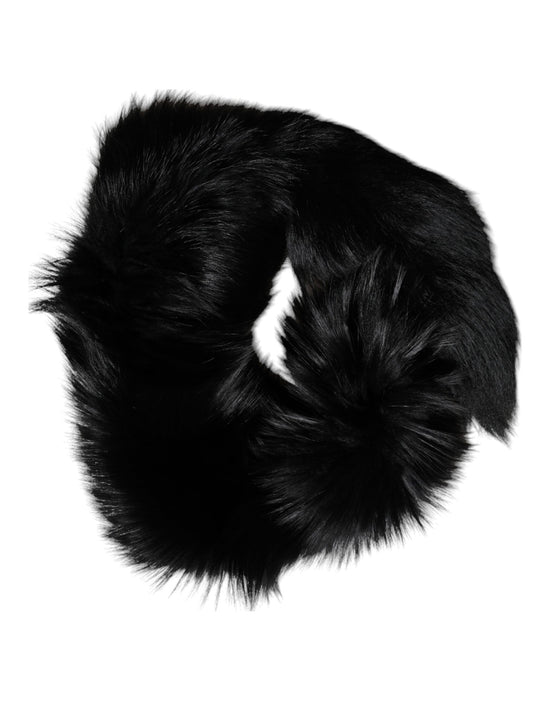 Black Fox Fur Neck Wrap Warmer Winter Scarf