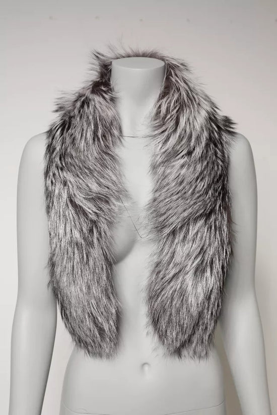 Gray Fox Fur Neck Wrap Warmer Winter Scarf