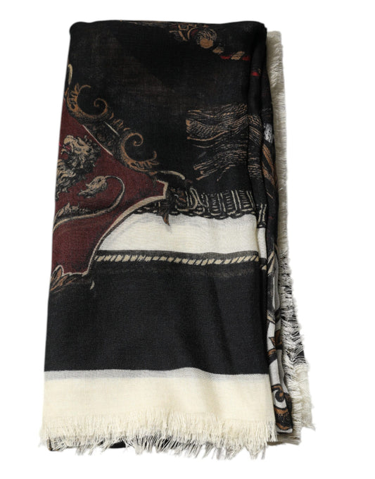 Multicolor Printed Cashmere Foulard Scarf