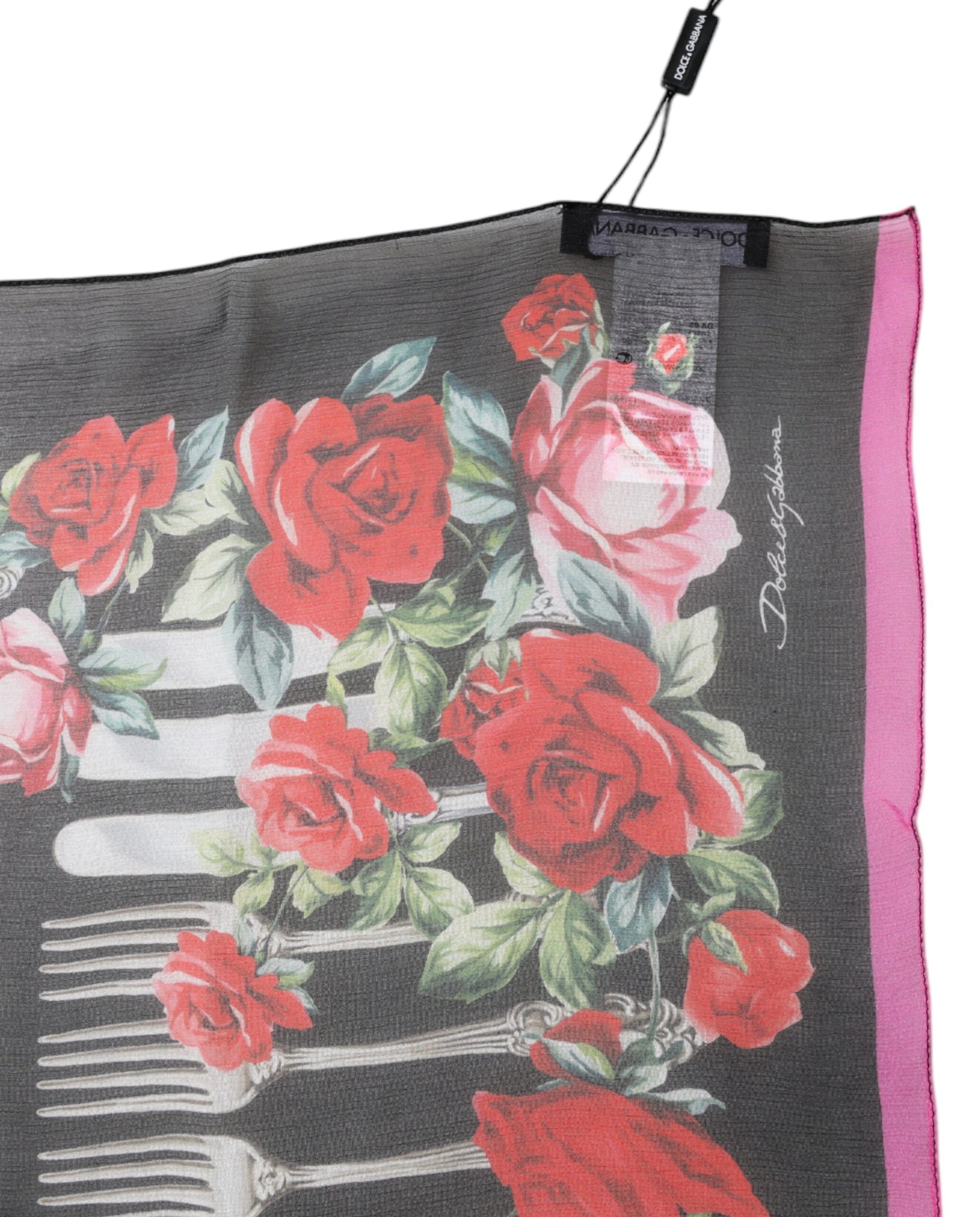 Black Cutlery Floral Neck Wrap Shawl Scarf