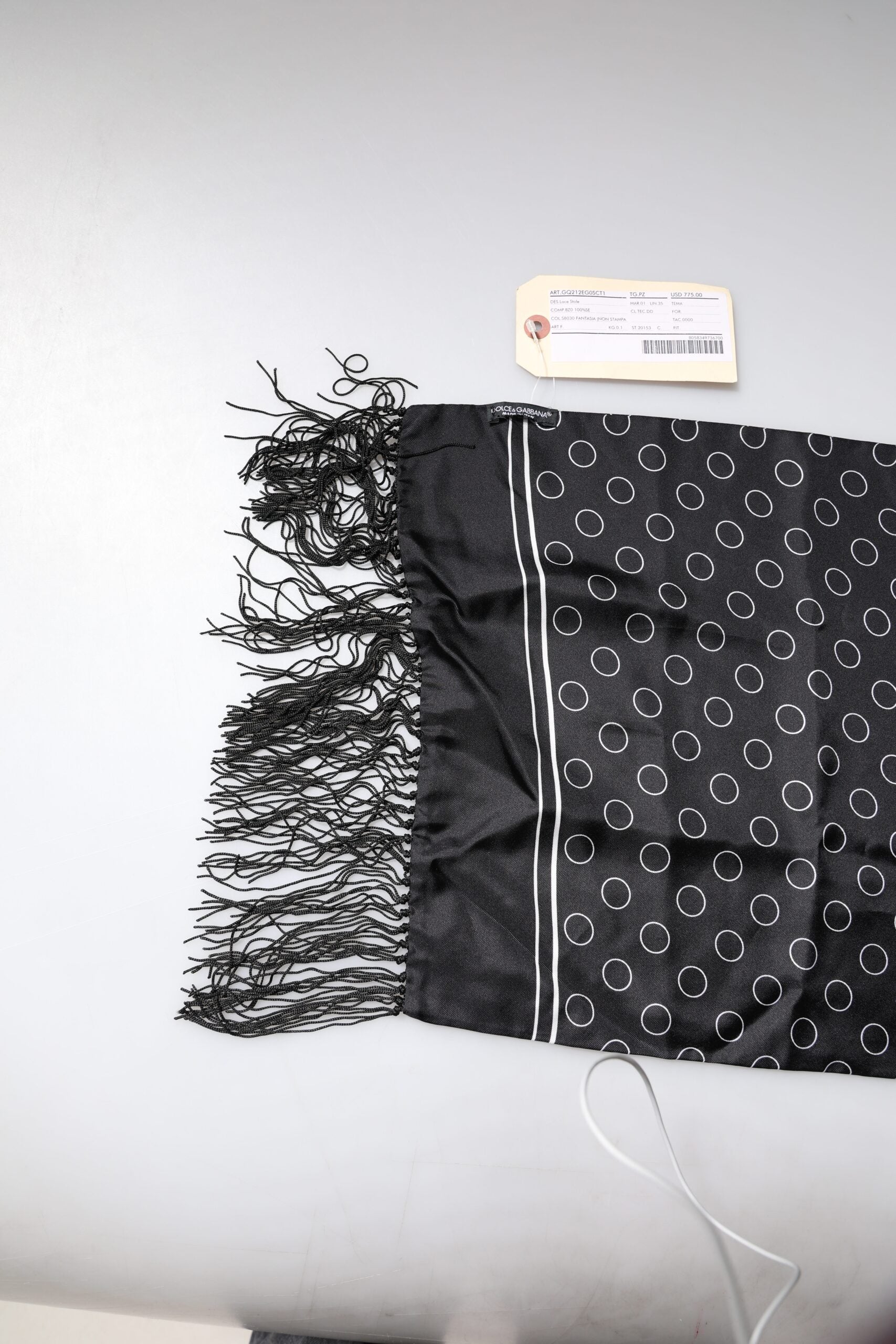 Black Circles Silk Fringes Shawl Wrap Scarf