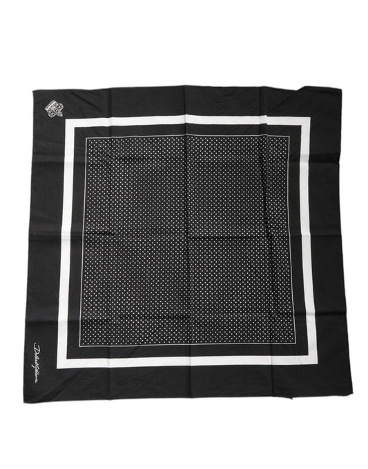 Black Polka Dots Cotton Handkerchief Scarf