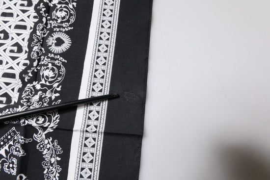 Black Logo Monogram Cotton Handkerchief Scarf