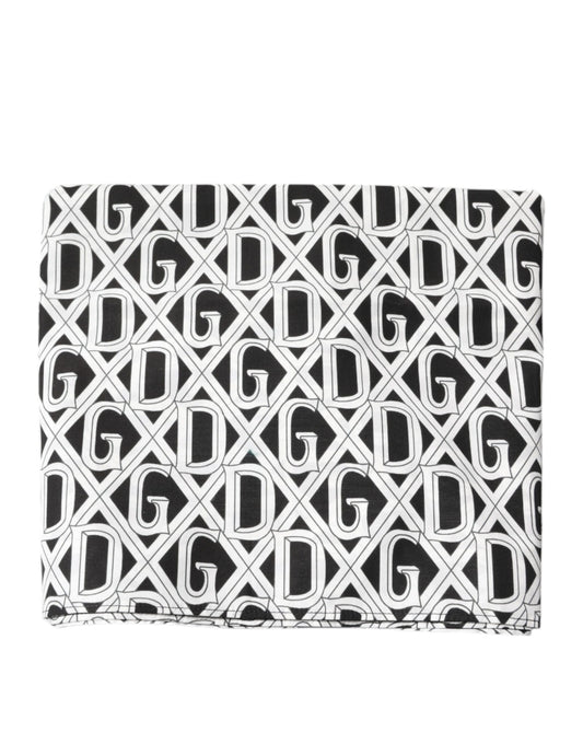 White Logo Monogram Cotton Bandana Scarf