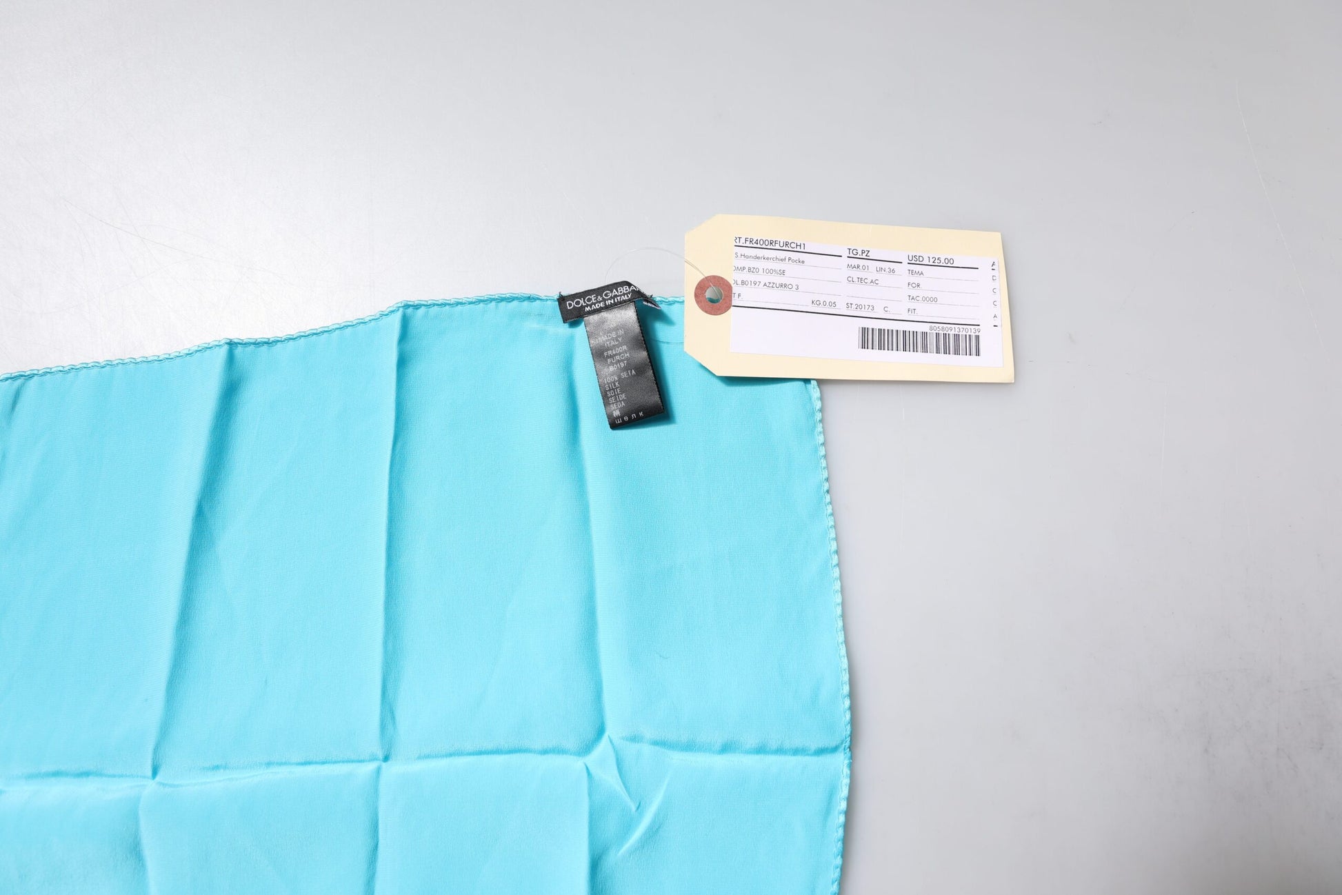 Light Blue Satin Silk Square Handkerchief Scarf