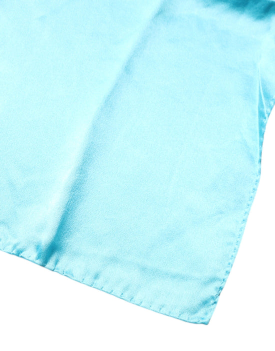 Light Blue Satin Silk Square Handkerchief Scarf