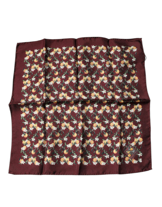 Maroon Oranges Silk Square Handkerchief Scarf