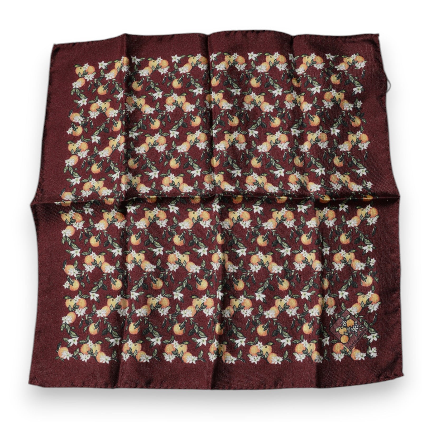 Maroon Oranges Silk Square Handkerchief Scarf