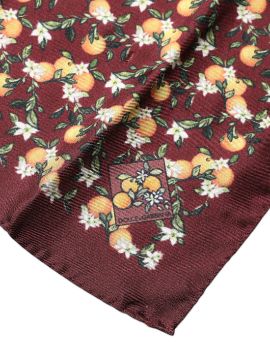 Maroon Oranges Silk Square Handkerchief Scarf