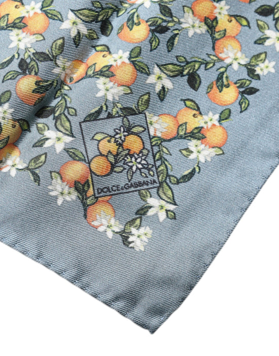 Gray Oranges Silk Square Handkerchief Scarf