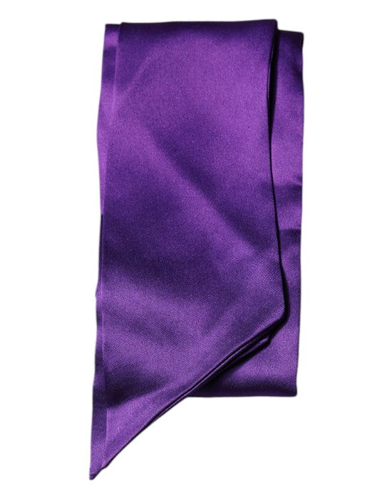 Purple Satin Silk Skinny Neck Foulard Scarf