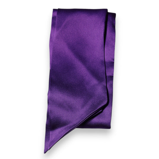 Purple Satin Silk Skinny Neck Foulard Scarf