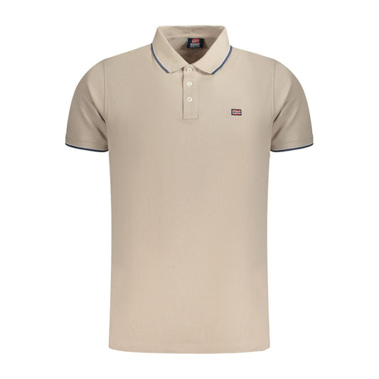 Beige Cotton Men Polo Shirt