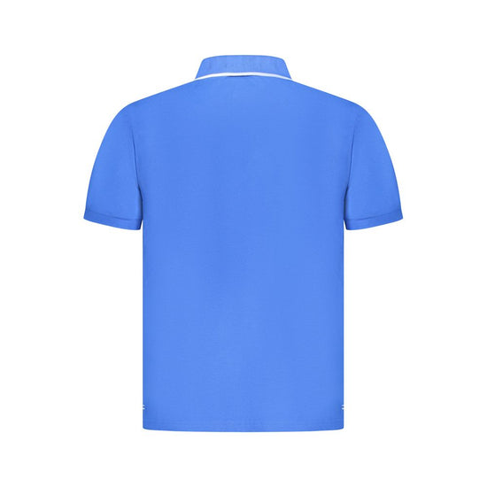 Blue Cotton Men Polo Shirt