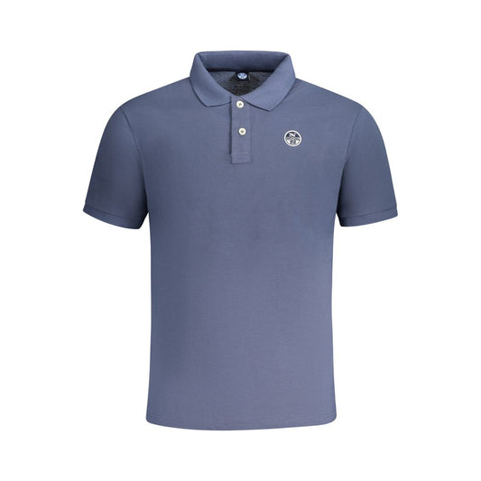 Blue Cotton Men Polo Shirt